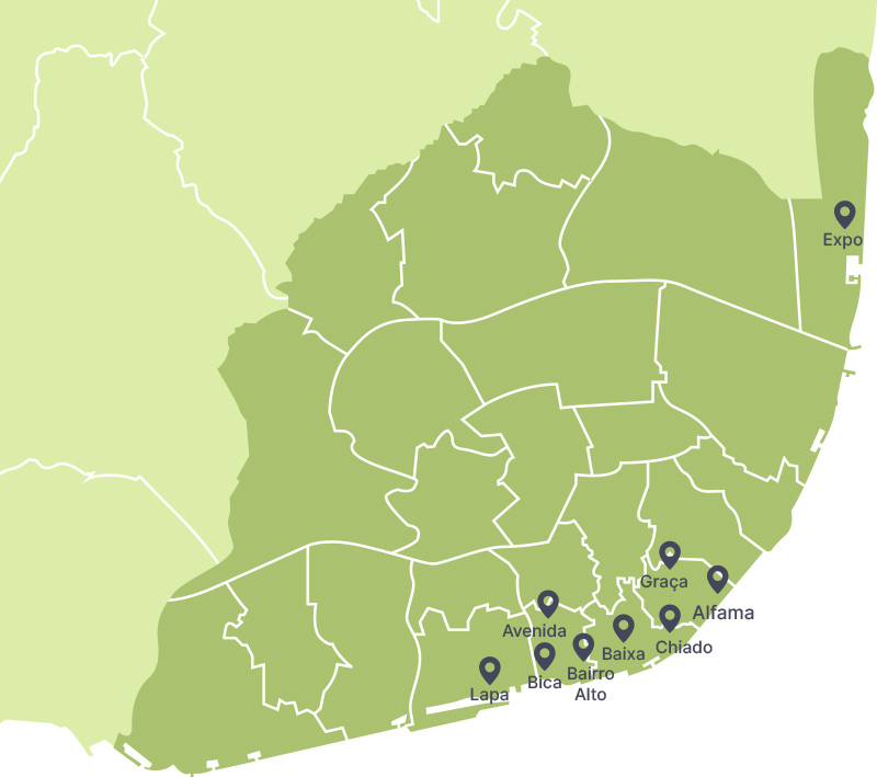 Map of Portugal with homes for sale.